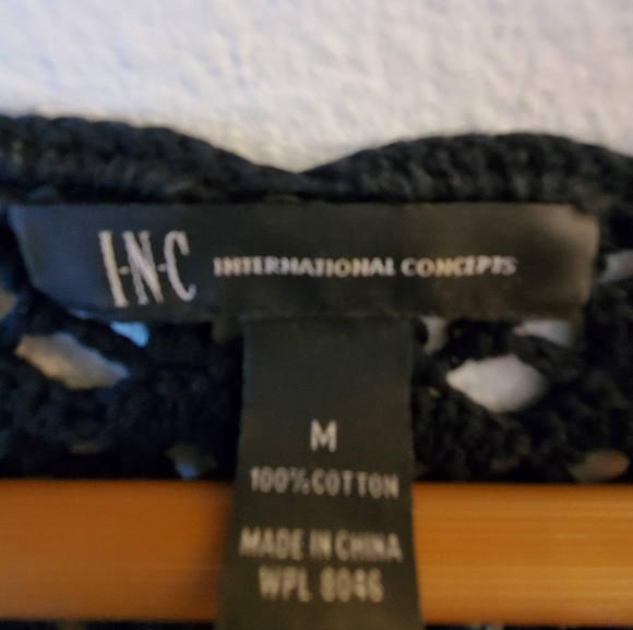 INC Black Crochet Bolero with Wooden Buttons Size M - Picture 2 of 3